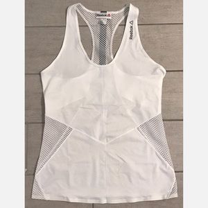 NWOT Reebok White Mesh Back Detail Tank Top